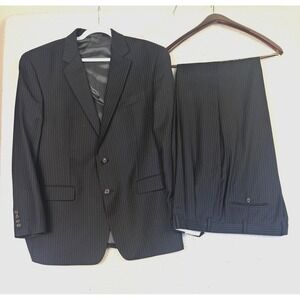 Lauren Ralph Lauren Suit Mens 44R 38x30 Gray Wool Pinstripe 2 Piece Classic Fit